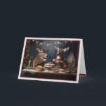 Romantic Deer Christmas Card<br><div class="desc">This festive Christmas card shows a buck and doe drinking eggnog and eating scrumptious cakes and cookies at their romantic Christmas dinner.  The message inside says,  "Wishing you a Christmas filled with love and cheer.  Merry Christmas."</div>