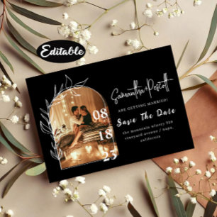Romantic Delicate Black Arch Save The Date Cards