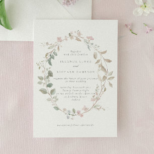 Romantic Delicate Blush Floral Wreath Wedding Invitation