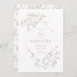 Romantic Diamond Floral Baby Shower Invitation