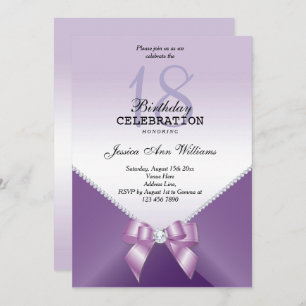 Romantic Diamonds & Bow Birthday Party Invitation