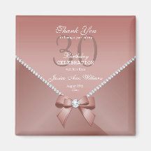 Romantic Diamonds & Pink Bow 30th Birthday  Magnet