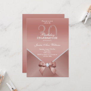 Romantic Diamonds & Rose Gold 30th Birthday  Invitation