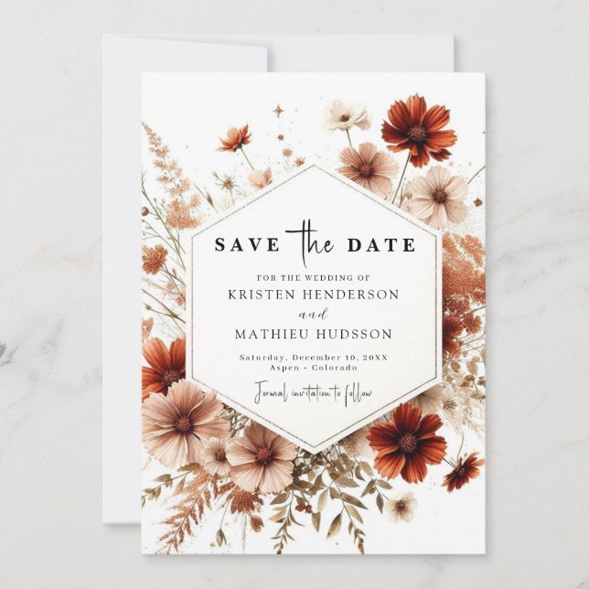Romantic Digital Terracotta Wedding Save The Date (Front)