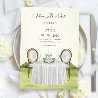 Romantic dining table garden  save the date