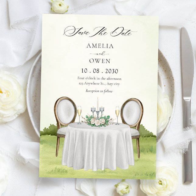 Romantic dining table garden  save the date (Creator Uploaded)