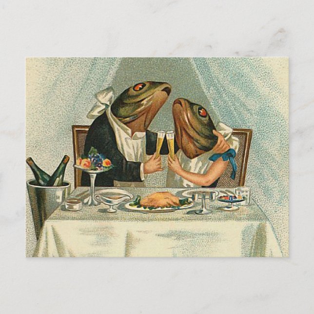 "Romantic Dinner for Frogs" Postcard (Front)