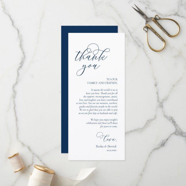 Romantic Dinner Place Setting Thank You Card (Front/Back In Situ)