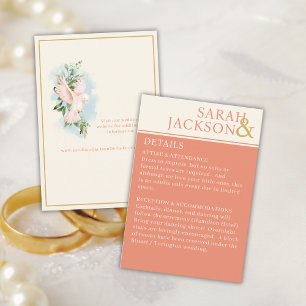 Romantic Doves Wedding Coral Details (Verticle) Enclosure Card