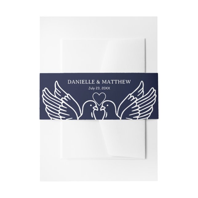 Romantic Doves Wedding Invitation Belly Band (Front Example)