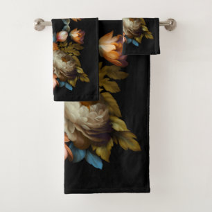 Romantic Dramatic "Old World" Floral  Bath Towel Set