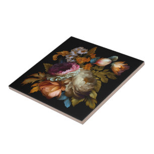 Romantic Dramatic "Old World" Floral  Ceramic Tile
