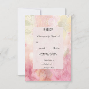 Romantic Dreamy Blossom Wedding Menu RSVP