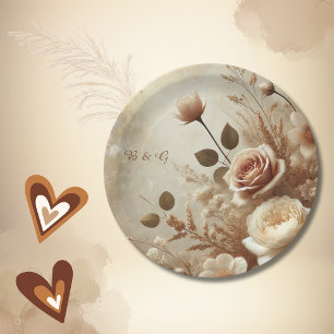 Romantic Dreamy Floral Wedding Paper Plate