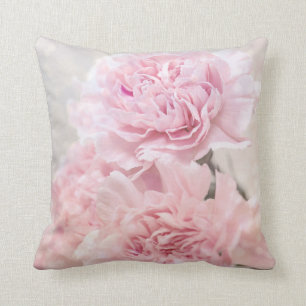 Romantic Dreamy Pink Carnations Floral Cushion