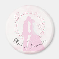 Romantic Dreamy Pink Wedding Couple Curved Text