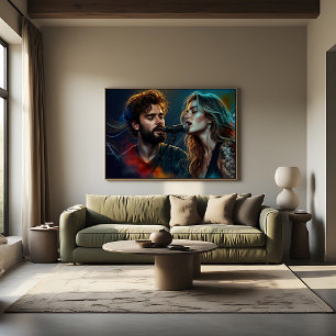 Romantic Duet Singers Colourful Lighting Poster