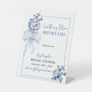 Romantic Dusty Blue Before I Do Bridal Shower Pedestal Sign