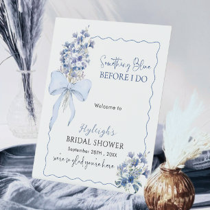 Romantic Dusty Blue Before I Do Bridal Shower  Pedestal Sign
