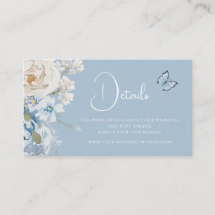 Romantic Dusty Blue Floral Details Wedding Enclosure Card