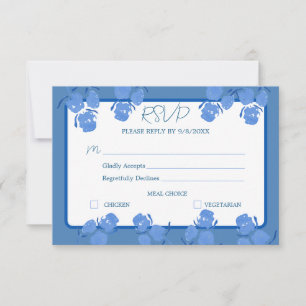 Romantic Dusty Blue Floral RSVP Response Card