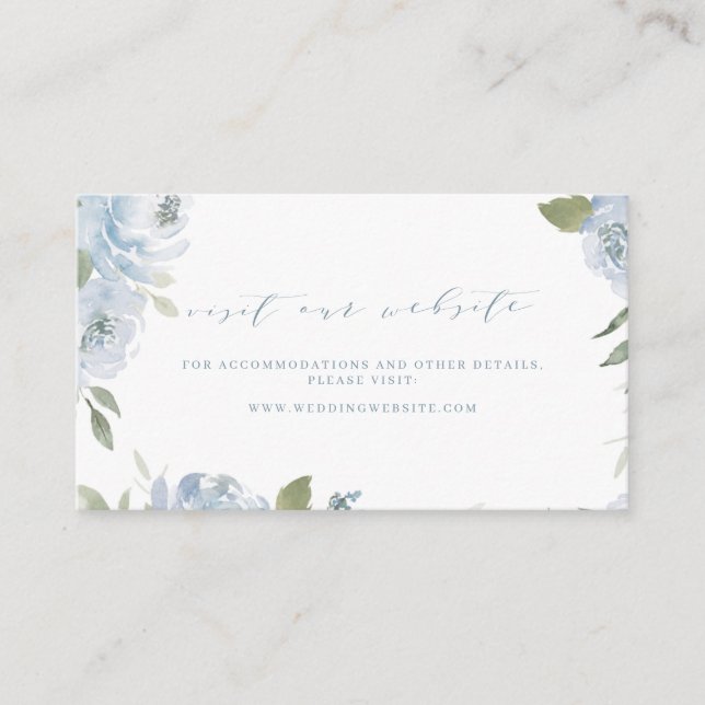 Romantic dusty blue floral Website Insert Card (Front)
