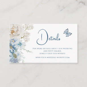 Romantic Dusty Blue Floral Wedding Details Enclosure Card