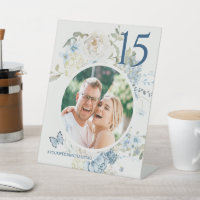 Romantic Dusty Blue Floral Wedding Photo