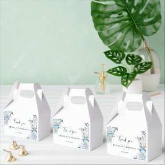 Romantic dusty blue Flowers Thank You Wedding Favour Box