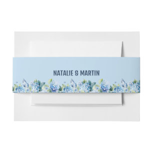 Romantic Dusty Blue Hydrangea Wedding Invitation Belly Band