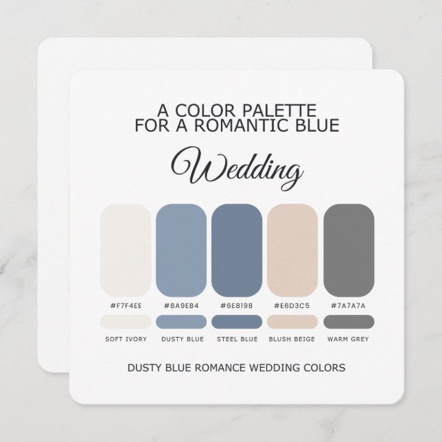 Romantic Dusty Blue Wedding Color Palette Card (Front/Back)