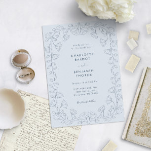 Romantic Dusty Blue Wedding Invitation