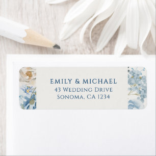 Romantic Dusty Blue Welcome Floral Wedding Return Address Label