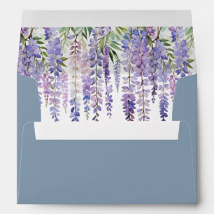 Romantic Dusty Blue Wisteria Garden Wedding Envelope