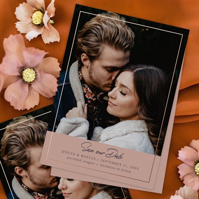 Romantic Dusty Blush Save the Date Foil Invitation (Creator Uploaded)