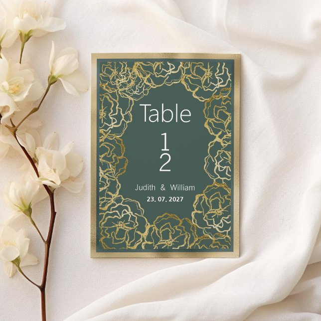 Romantic dusty green gold rose flora Table Numbers (Romantic dusty green gold rose flora Table Numbers)
