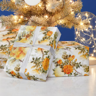 Romantic Dusty Orange Flowers Elegant Modern  Wrapping Paper