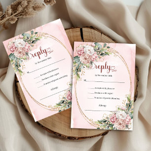 Romantic Dusty Pink Eucalyptus Wedding RSVP Card