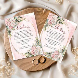 Romantic Dusty Pink Floral Greenery Details Card