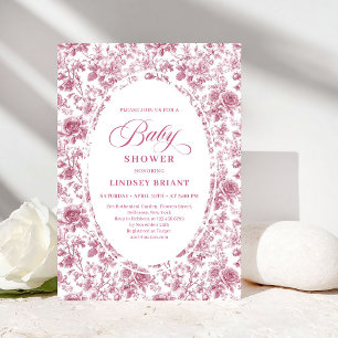 Romantic Dusty Pink Floral Roses Boho Baby Shower Invitation