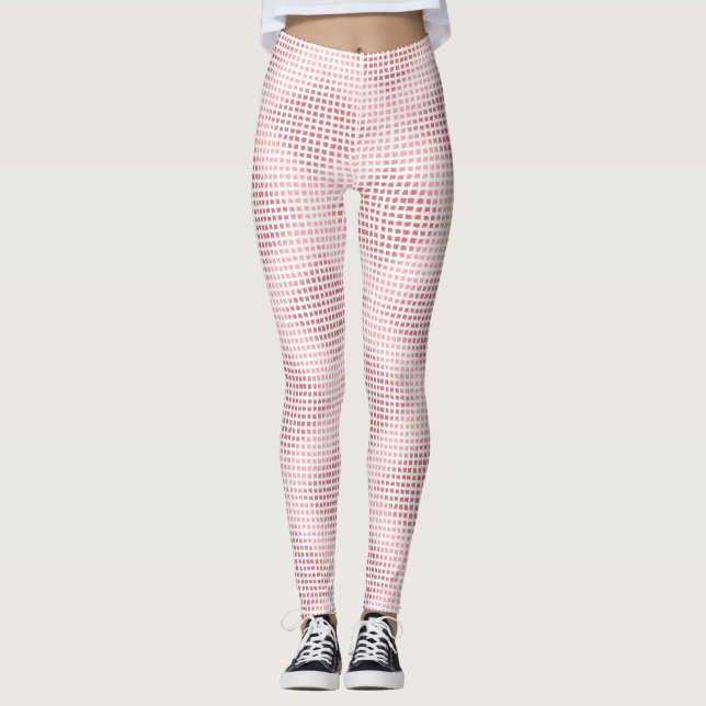 Romantic Dusty Pink Geometric Pattern Leggings (Front)
