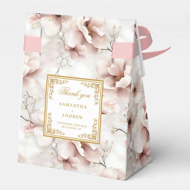Romantic Dusty Pink Gold Wedding Favour Box (Romantic Dusty Pink Gold Wedding Favor Box)
