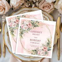 Romantic Dusty Pink Greenery Wedding Paper Napkins