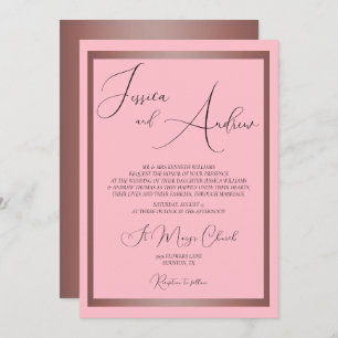 Romantic Dusty Pink & Rose Gold Wedding  Invitation