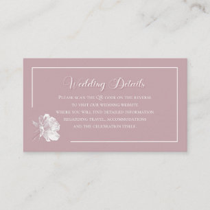 Romantic Dusty Pink White Floral QR code Enclosure Card