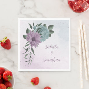 romantic dusty purple and blue flowers  napkin