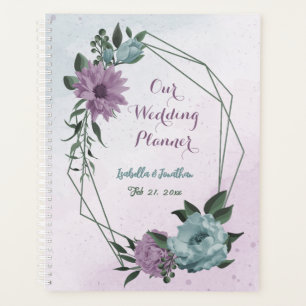 romantic dusty purple and blue flowers wedding planner