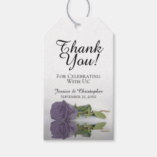 Romantic Dusty Purple Rose Wedding Thank You Gift Tags