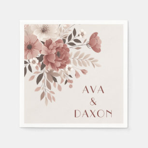 Romantic Dusty Rose & Blush Floral Wedding Napkin