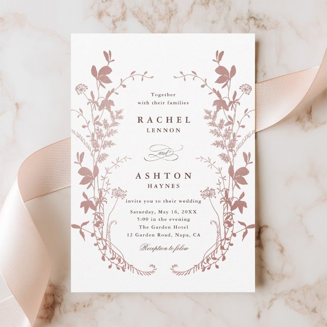 Romantic Dusty Rose Botanical Wedding Invitation  (Creator Uploaded)